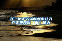 长三角沪苏浙皖新生儿入户实现跨省（市）通办