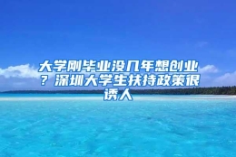 大学刚毕业没几年想创业？深圳大学生扶持政策很诱人