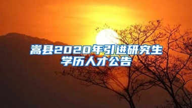 嵩县2020年引进研究生学历人才公告