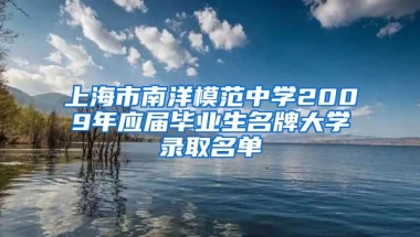 上海市南洋模范中学2009年应届毕业生名牌大学录取名单