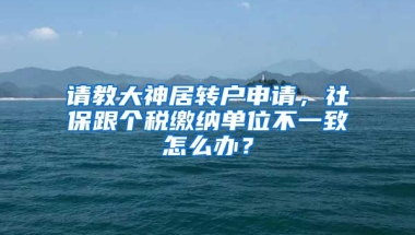 请教大神居转户申请，社保跟个税缴纳单位不一致怎么办？