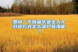 想问一下应届毕业生人才引进方式怎么落户珠海呢？