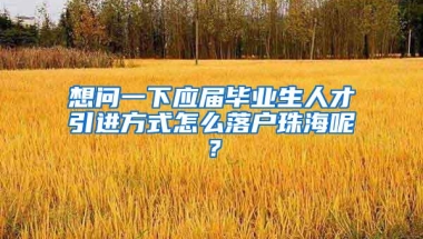 想问一下应届毕业生人才引进方式怎么落户珠海呢？