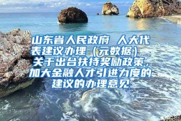 山东省人民政府 人大代表建议办理（元数据） 关于出台扶持奖励政策，加大金融人才引进力度的建议的办理意见