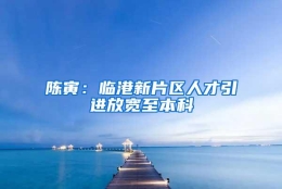 陈寅：临港新片区人才引进放宽至本科