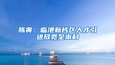 陈寅：临港新片区人才引进放宽至本科