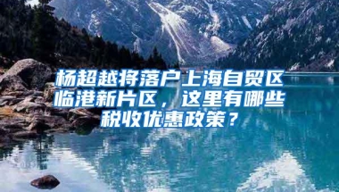 杨超越将落户上海自贸区临港新片区，这里有哪些税收优惠政策？