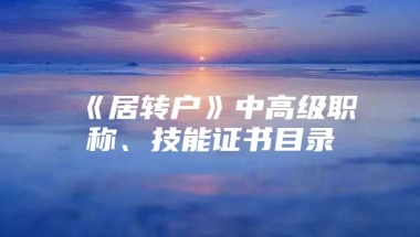 《居转户》中高级职称、技能证书目录