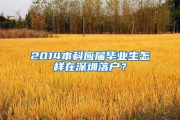 2014本科应届毕业生怎样在深圳落户？