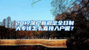 2017深户新规定全日制大专该怎么直接入户呢？