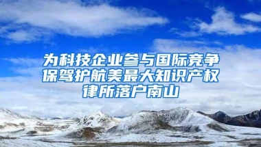 为科技企业参与国际竞争保驾护航美最大知识产权律所落户南山