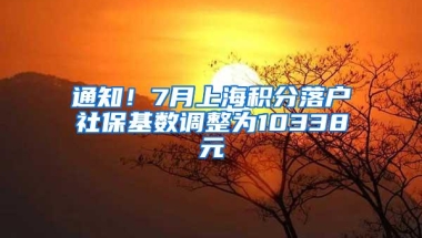 通知！7月上海积分落户社保基数调整为10338元