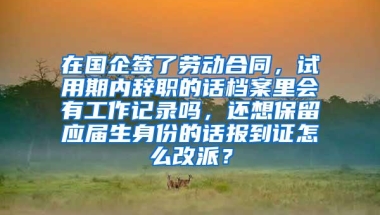 在国企签了劳动合同，试用期内辞职的话档案里会有工作记录吗，还想保留应届生身份的话报到证怎么改派？