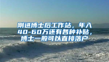 刚进博士后工作站，年入40-60万还有各种补贴，博士一般可以直接落户