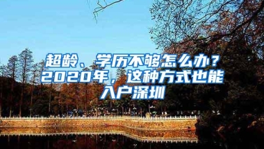 超龄、学历不够怎么办？2020年，这种方式也能入户深圳