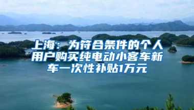 上海：为符合条件的个人用户购买纯电动小客车新车一次性补贴1万元