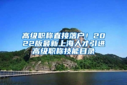 高级职称直接落户！2022版最新上海人才引进高级职称技能目录