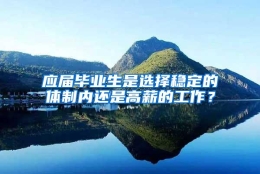 应届毕业生是选择稳定的体制内还是高薪的工作？