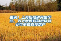 重磅！上海应届研究生毕业，五大新城和自贸区就业可申请直接落户