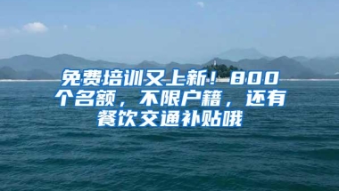 免费培训又上新！800个名额，不限户籍，还有餐饮交通补贴哦