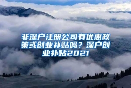 非深户注册公司有优惠政策或创业补贴吗？深户创业补贴2021