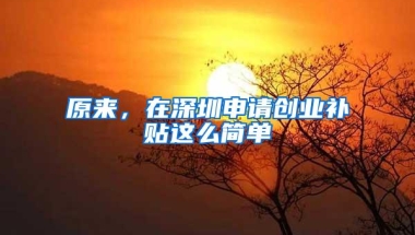 原来，在深圳申请创业补贴这么简单