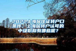 2022上海居住证转户口条件，上海居转户认可的中级职称有哪些呢？