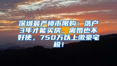 深圳最严楼市限购：落户3年才能买房，离婚也不好使，750万以上缴豪宅税！