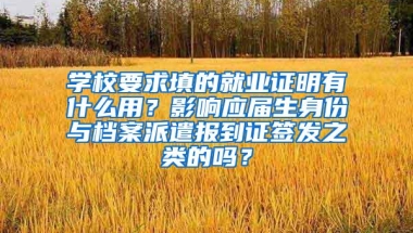 学校要求填的就业证明有什么用？影响应届生身份与档案派遣报到证签发之类的吗？