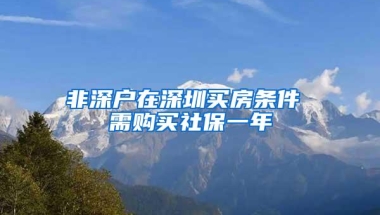 非深户在深圳买房条件 需购买社保一年