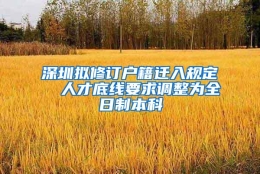 深圳拟修订户籍迁入规定  人才底线要求调整为全日制本科