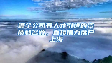 哪个公司有人才引进的资质和名额，直接借力落户上海