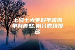 上海十大专科学校名单有哪些,附分数线排名