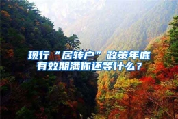 现行“居转户”政策年底有效期满你还等什么？