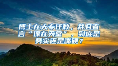 博士在大专任教，并且直言“像在天堂”，到底是务实还是嘴硬？