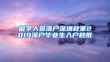 留学人员落户深圳政策2019深户毕业生入户秒批