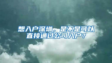 想入户深圳，是不是可以直接通过公司入户？