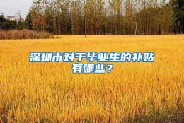 深圳市对于毕业生的补贴有哪些？