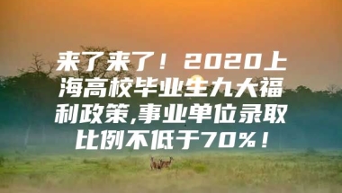 来了来了！2020上海高校毕业生九大福利政策,事业单位录取比例不低于70%！