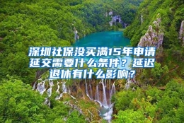 深圳社保没买满15年申请延交需要什么条件？延迟退休有什么影响？