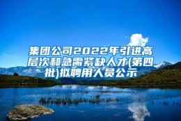 集团公司2022年引进高层次和急需紧缺人才(第四批)拟聘用人员公示