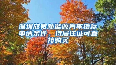 深圳放宽新能源汽车指标申请条件，持居住证可直接购买