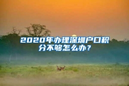 2020年办理深圳户口积分不够怎么办？