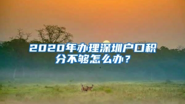 2020年办理深圳户口积分不够怎么办？