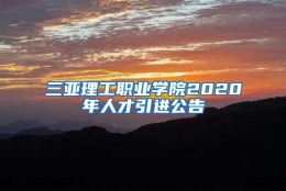 三亚理工职业学院2020年人才引进公告