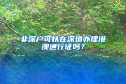 非深户可以在深圳办理港澳通行证吗？