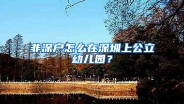 非深户怎么在深圳上公立幼儿园？