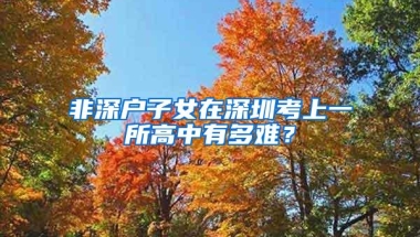 非深户子女在深圳考上一所高中有多难？