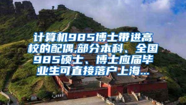 计算机985博士带进高校的配偶,部分本科、全国985硕士、博士应届毕业生可直接落户上海...