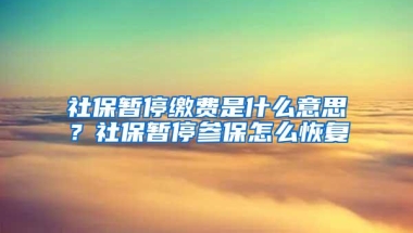 社保暂停缴费是什么意思？社保暂停参保怎么恢复